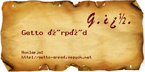 Getto Árpád névjegykártya