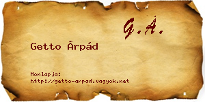 Getto Árpád névjegykártya